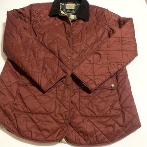 Barbour Pilton Quilted Jacket women’s sz 12 Red Rust Tartan lining Rare